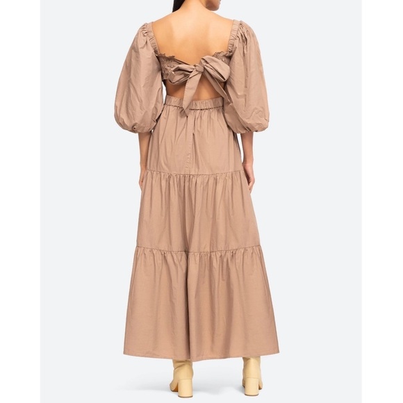 NWT SEA New York Midi Smocked Puff-Sleeve Claudine Dress - Picture 4 of 7